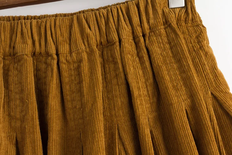 Осенне-зимние женские юбки в винтажном стиле Mori Girl, длинные юбки средней длины с высокой талией, плиссированные вельветовые юбки falda mujer