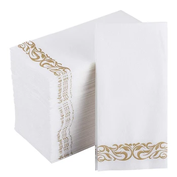

Disposable Hand Towels and Decorative Bathroom Napkins with Floral Trim Perfect forHolidays, Dinners, Parties, Weddings, Cateri