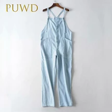 PUWD колледж Ветер возраст снижение TieNs с ремешком Повседневная прямая работа карман комбинезон брюки джинсы женские Большие размеры джинсы