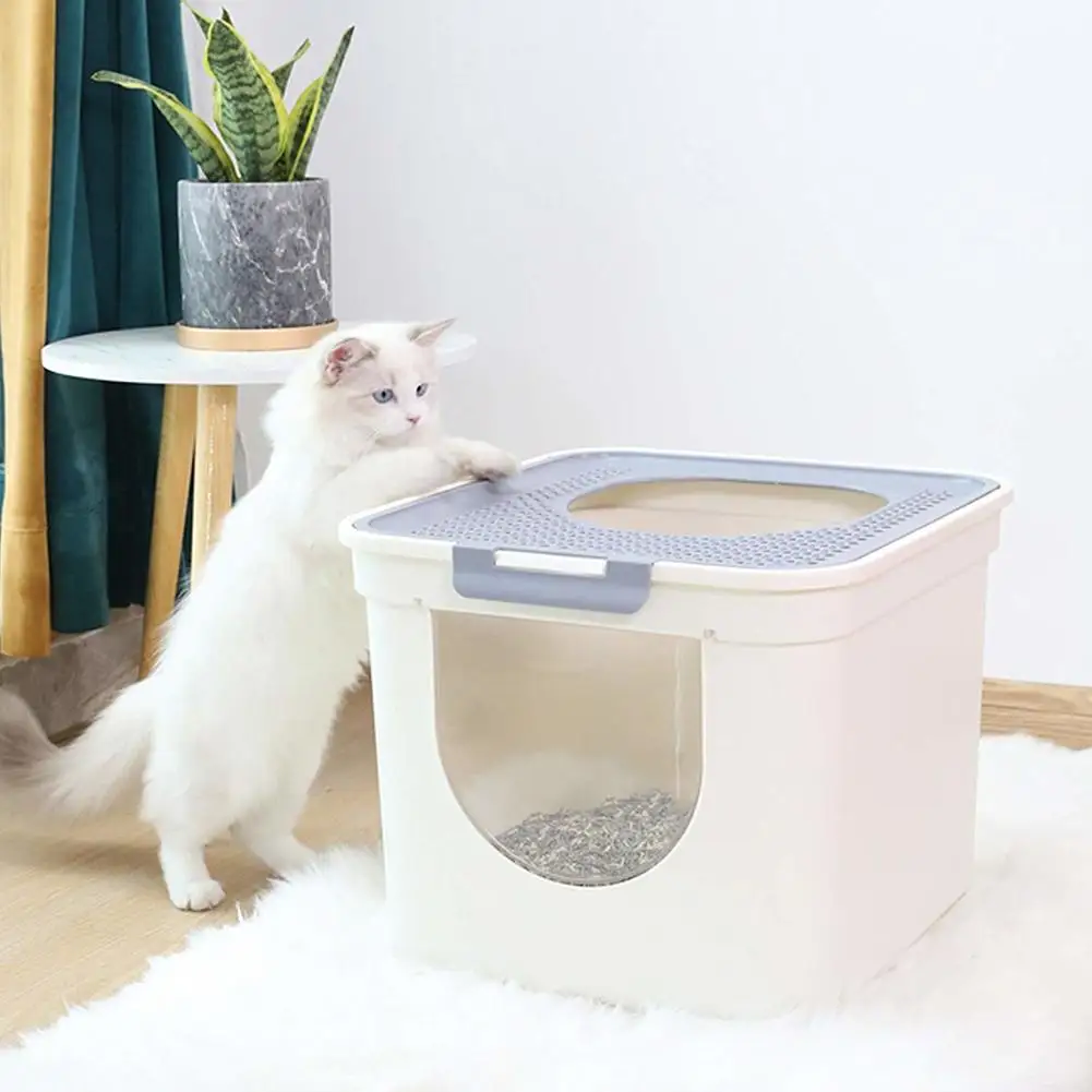 Hooded Cat Litter Box Dual Door Top Entry Front Entry 25L Extra Large Space Splash-Proof Large Covered Cats Litter Tray Toilet Hooded Cat Litter Box Dual Door Top Entry Front Entry 25L Extra Large Space Splash-Proof Large Covered Cats Litter Tray Toilet