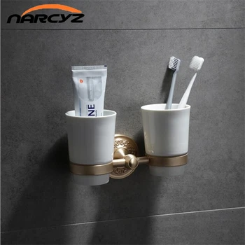 

Bathroom accessories Brushed gold New European style mouthwash cup double cup toothbrush cup Bathroom accessories 9266K