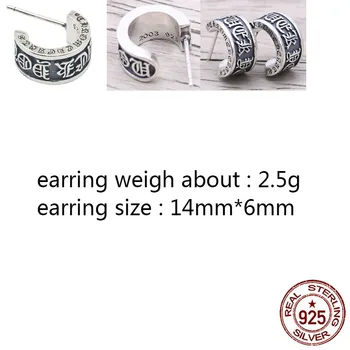 

E18 S925 sterling silver earrings personality retro punk hip-hop style letter shape popular jewelry birthday gift new hot