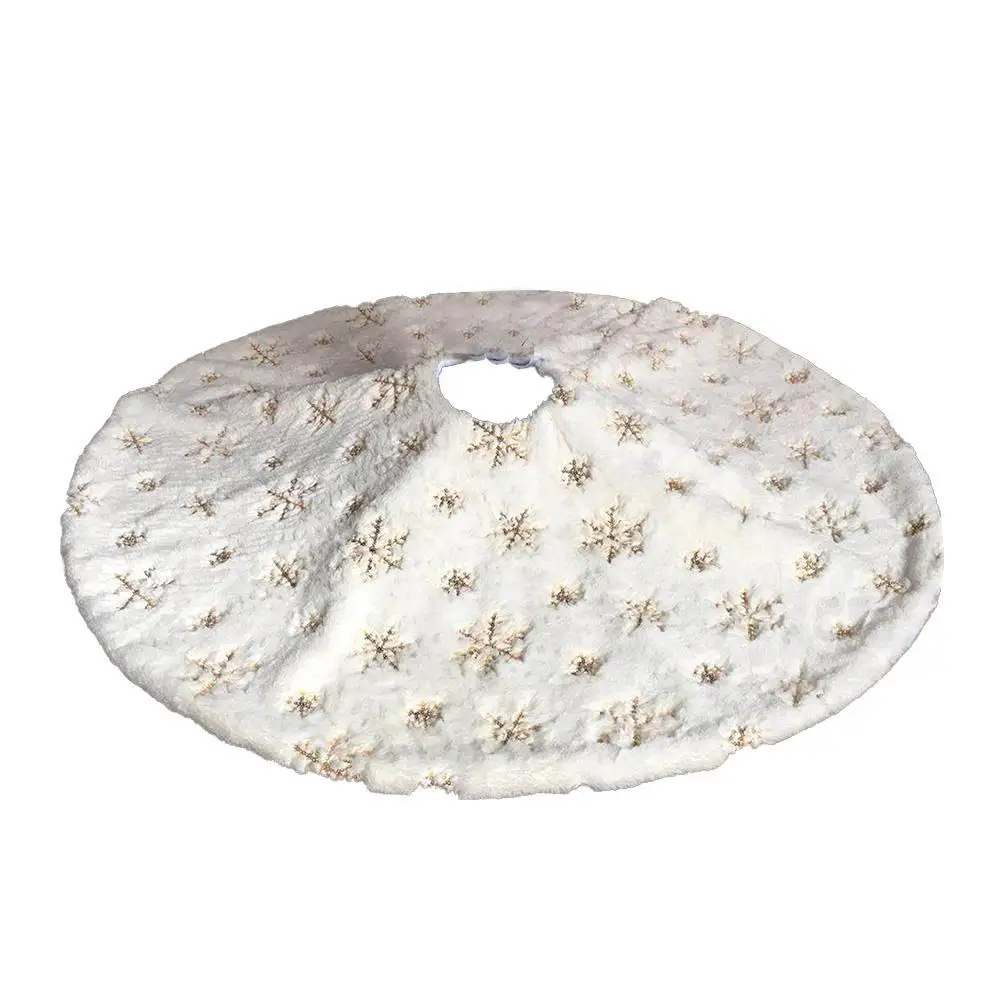 

2020 Plush Christmas Tree Skirt Silver Snowflake Double-layer Plaid Skirt Festival Decors Supplies For New Year Xmas Tree Decor
