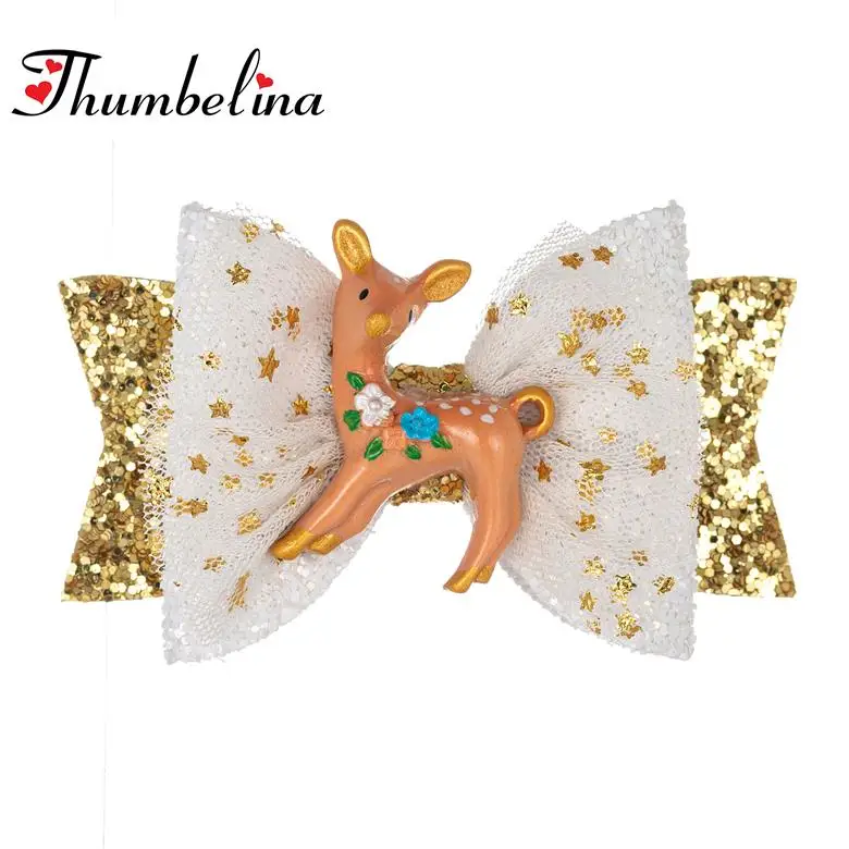 08 Thumblina 3,5 ''Рождество заколки для волос для девочек с рисунком в виде Санта клаусами вечерние заколки для волос рождественские аксессуары для волос - Цвет: 08