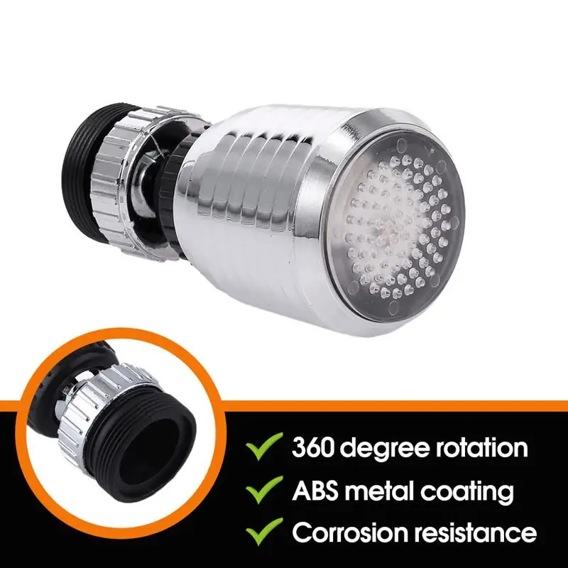 Faucet Light Faucet Sprayer Head LED Lighting Water Faucet RGB Color Changing Tap Shower Head 360 Degree Heat-resistant Sprayer Plastic Replacement Nozzle