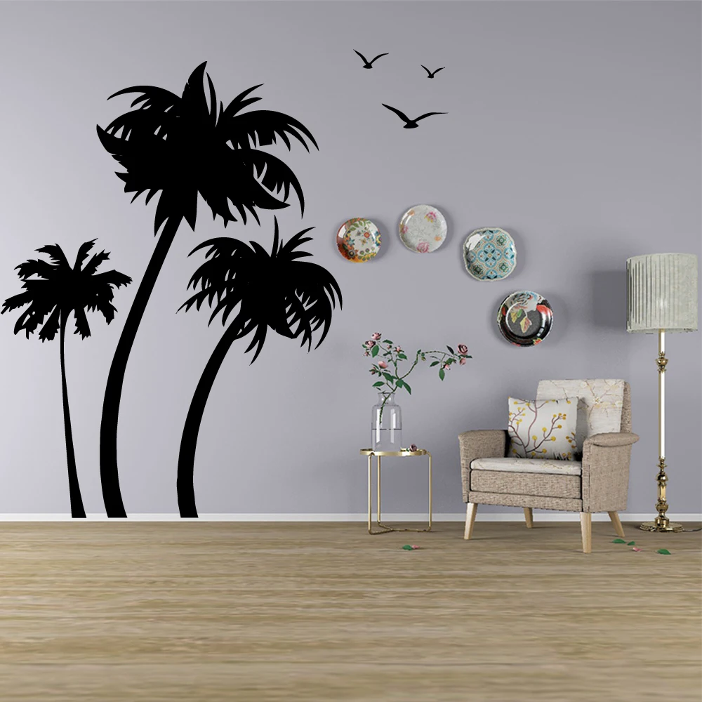 

New Palm Tree Wall Stickers Pvc Wall Decal for Children Room Coconut Wallpaper Creative Living Room Art Mural LW200