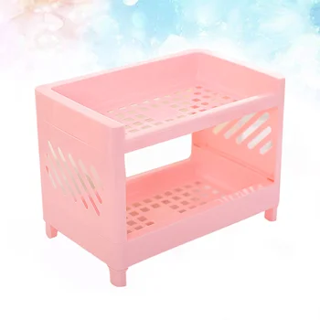

Double Layers Tableware Storage Shelf Rack Plastic Countertop Seasoning Sundries Organizer Stand Holder for Kitchen (Pink)