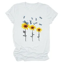 

Faith Hope Love Print Women T Shirt Short Sleeve O Neck Loose Women Tshirt Ladies Tee Shirt Tops Clothes Camisetas Mujer