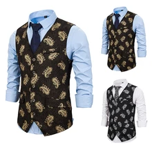 PUIMENTIUA Slim Fit Single Breated Suit Vest Classic Paisley Jacquard Waistcoat Party wedding Tie vest Suit Pocket Square Vest PUIMENTIUA Slim Fit Single Breated Suit Vest Classic Paisley Jacquard Waistcoat Party wedding Tie vest Suit Pocket Square Vest