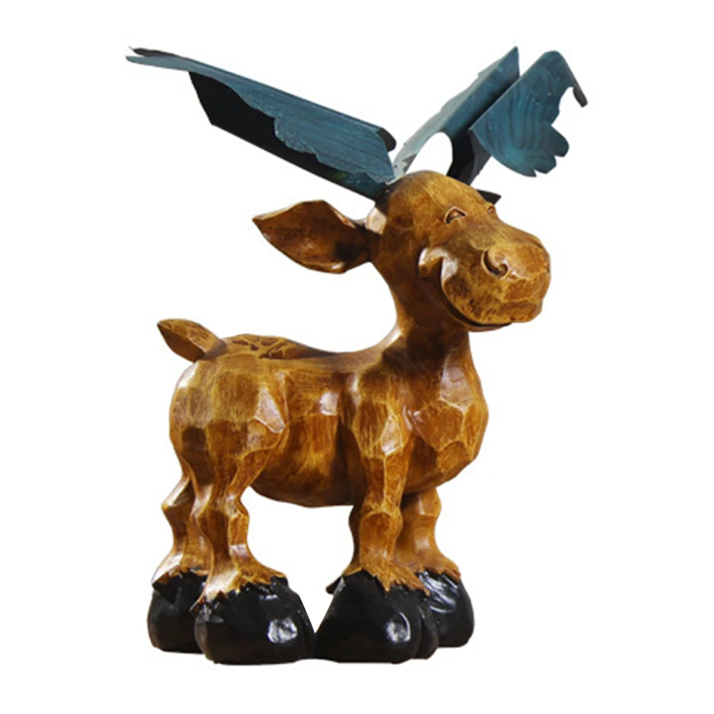 

1PC Home Decor Lovely Deer Resin Crafts Ornaments Desktop Tabletop Adornment For Living Room Bedroom Decoration Maison(Size S)
