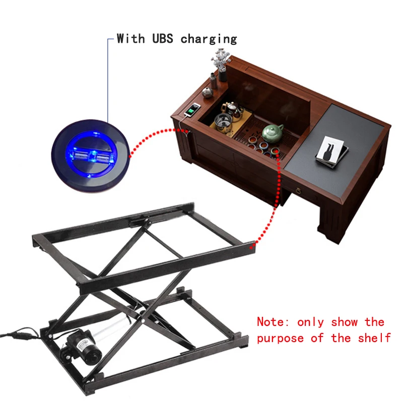 

Multifunctional furniture electric lifting tea table iron frame hardware bracket with USB charging 2500N thrust