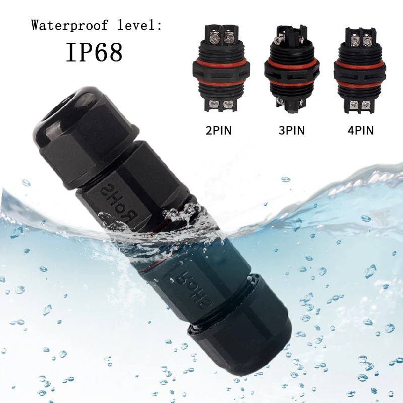 

Cable Connector Screw 2pin 3pin 4pin IP68 Waterproof 6-11mm Durable Compact Adapter Outdoor Conector Electrical Wire Plug