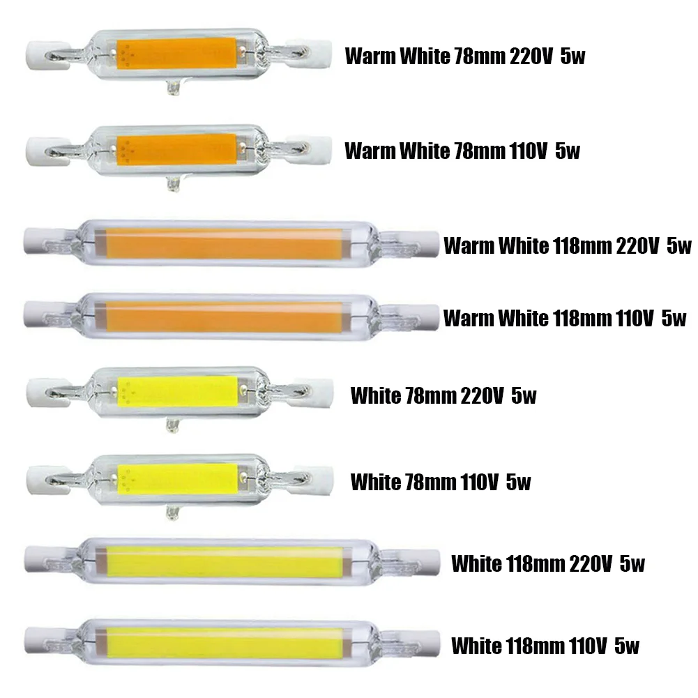 R7S широкий луч лазера заменить маленький светодиодный лампы Яркий домашний COB затемнения 5W 10W галогенные лампы 110V 220V Стекло трубки легкий прочный