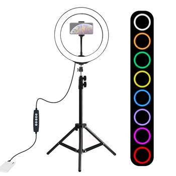

PULUZ 10 inch 26cm RGBW LED Selfie Ring Light Blogger Vlogging Video Light Live Broadcast Kits & Phone Clamp