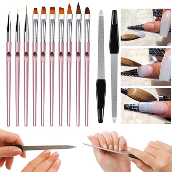 

12pcs/set Professional DIY Nail Painting Brushes Nail Files Polishing Strips Dotting Pen Nail Art Tools Manicure Pedicure Kit