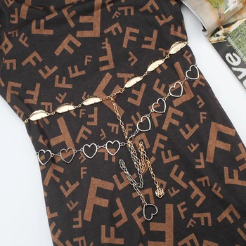 

Female Seat Waist Belt Chain Women's Leaf Love Heart Decoration Small Belt Simple Hundred Collocation Dress Fashion Small Skirt
