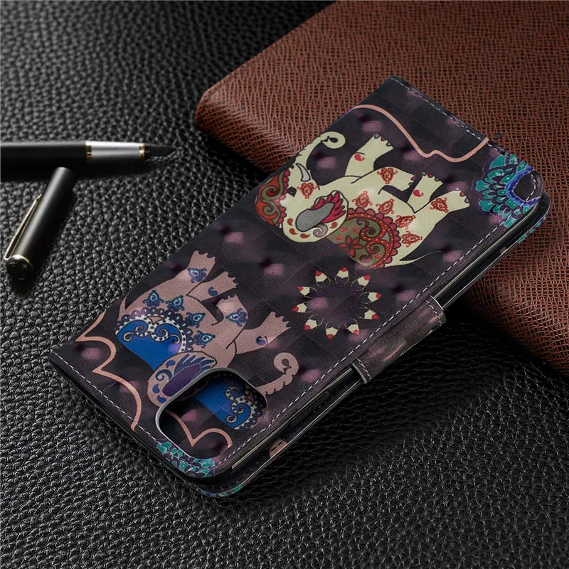 11 Pro Max чехол книжка из искусственной кожи с 3D рисунком цветов и животных для