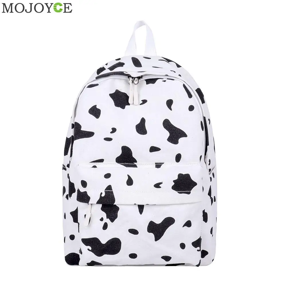 Mochila de lona con estampado de leche de vaca para mujer, mochila escolar para uso diario para estudiantes y niñas, accesorios para exteriores, suministros