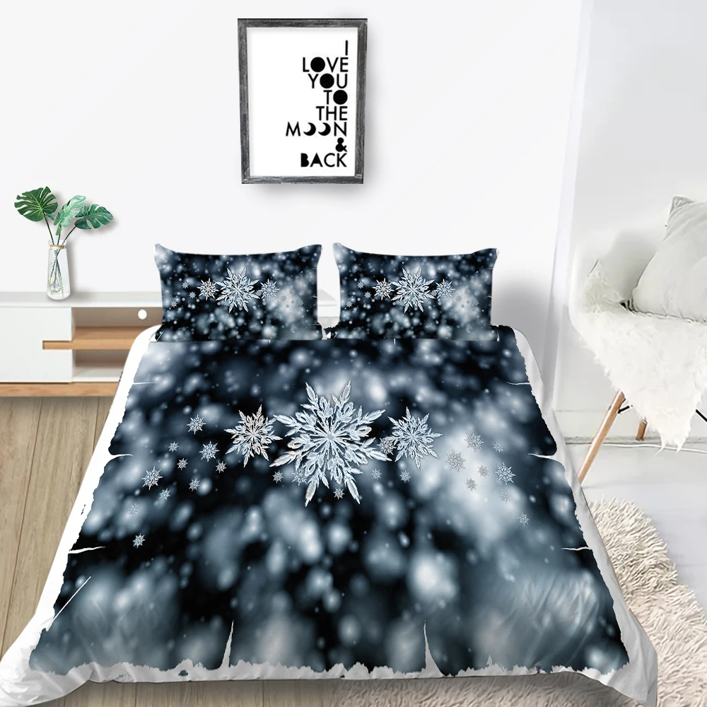 

Snowflake Bedding Set King Beautiful Fantasy Fresh 3D Duvet Cover Girls Queen Twin Full Single Double Unique Design Bed Set