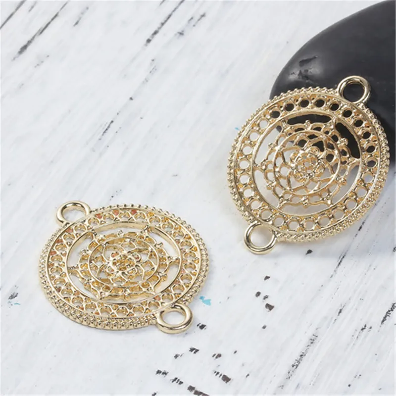 

DoreenBeads Zinc Based Alloy Buddhism Mandala Connectors Round Silver Hollow Jewelry DIY Findings Charms37mm x 29mm, 5 PCs