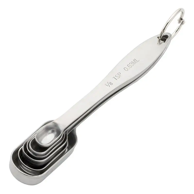 6pcs/set Long Handled Stainless Steel Measuring Spoon for Spice Jars Kitchen Baking Tools