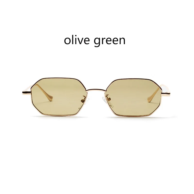 81304 OLIVE GREEN CQMAX маленькие прямоугольные солнцезащитные очки для мужчин металлическая оправа Классическая мода квадратная металлическая рама очки унисекс uv400 - Цвет линз: 81304 OLIVE GREEN