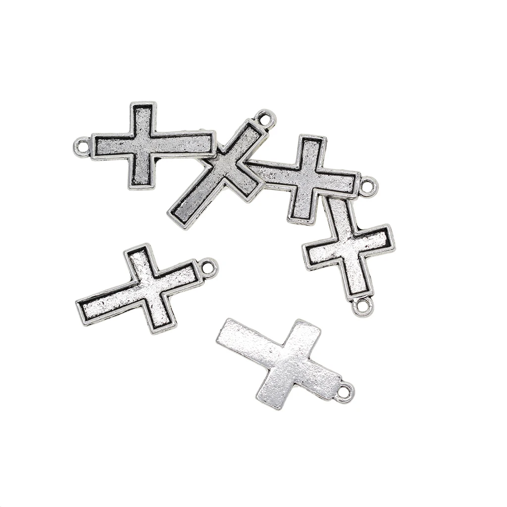 50Pcs 30x19mm Tibetan silver color Pendant Setting Cabochon Cameo Base Tray Bezel Blanks Fit Cross Cabochons Jewelry Making Charms