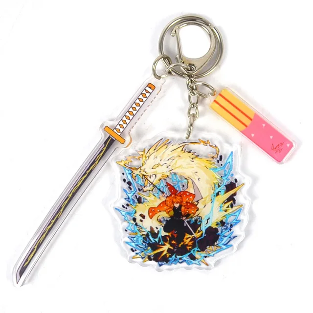 Anime Demon Slayer Kamado Tanjirou Kimetsu No Yaiba Pendant Keychains Acrylic Cartoon Key Chain Decoration Keyring Prop Gift 1