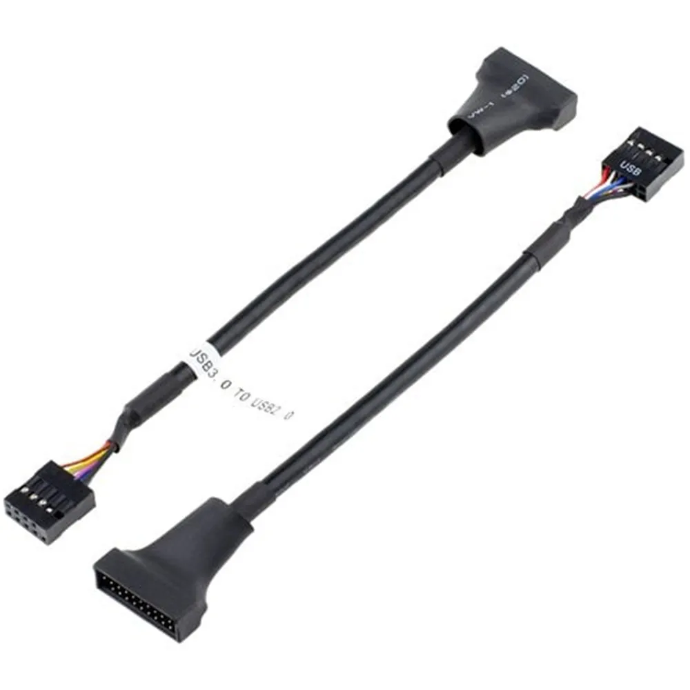 USB 20Pin Header Male To USB 9Pin Female Adapter High Speed Black