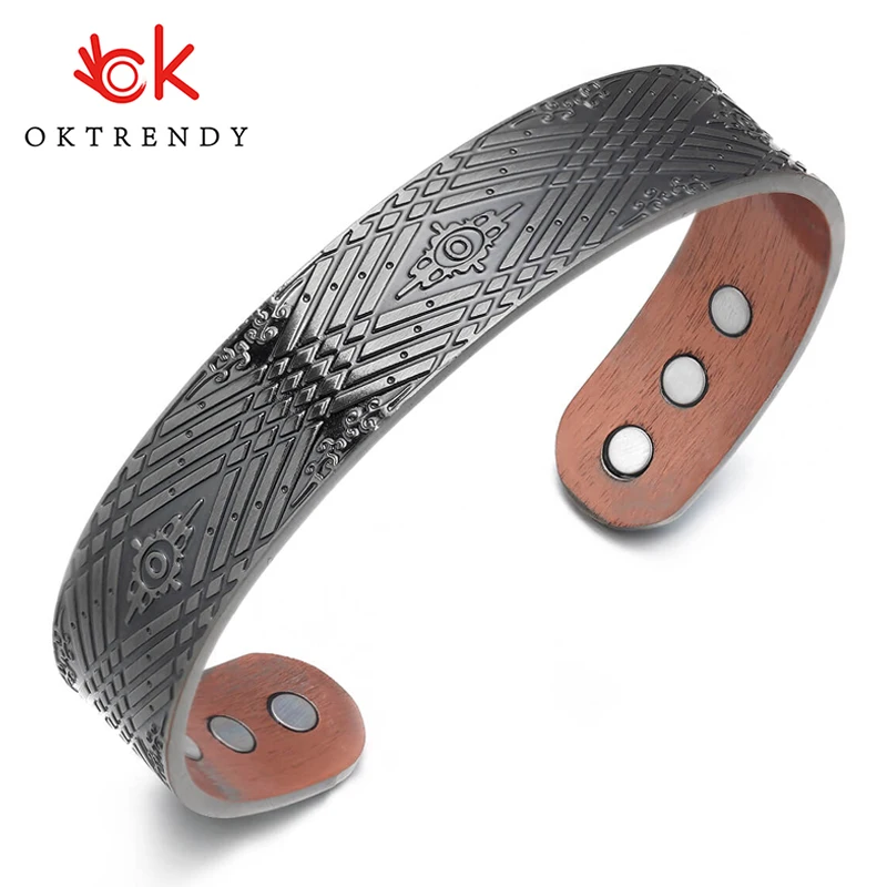 Винтажные медные браслеты OKtrendy для женщин и мужчин энергетический магнитный