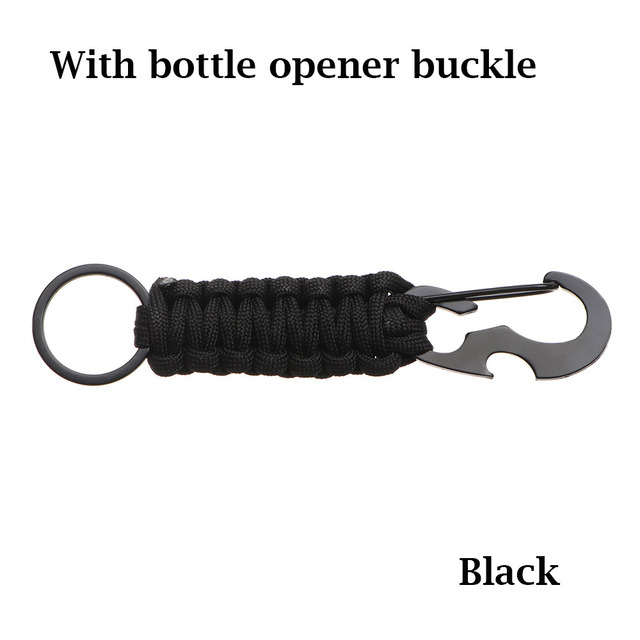 Rope Keychain Outdoor Camping Survival Kit Military Paracord Cord Rope Emergency Knot Bottle Opener Key Ring Carabiner Tool