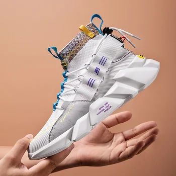 melhor Novo Coxim Sapatos De Caminhada De Pouco Peso Do Tornozelo Alta Jogging Sapatos De Caminhada De Treinamento Masculino Tênis De Corrida