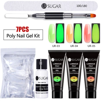 

UR SUGAR 7pcs/set Poly Nail Gel Kit Nail Extension Gel Kit Luminous Poly Polish Beginner Set Acrylic Gel Polish Nail Art Set