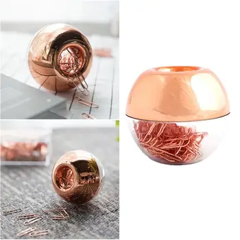 

1 Box Paper Clips Smooth Metal Resistant Durable Portable Clips with Magnetic Holder Box Dispenser for School Company Office