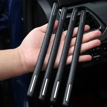 

4pc Car Bumper Protector Corner Guard Anti-Scratch Strips Sticker Black Carbon Fiber Style Body Mirror Trim Bars Protection