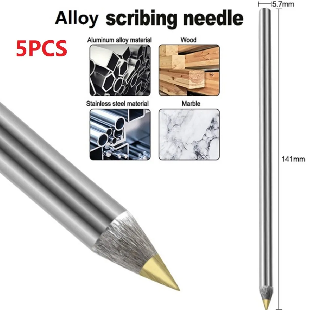 

5PCS Diamond Glass Tile Carbide Scriber Hard Metal Lettering Pen Alloy Marker Pen Cutting Machine Construction Tool