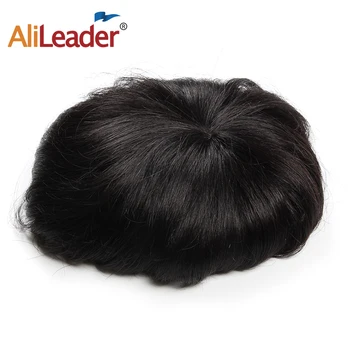 

Alileader New Swiss Lace Toupee Replacement Systems Handmade Men Wig Hairpiece Human Hair Men Toupee For Black Men Free Shipping