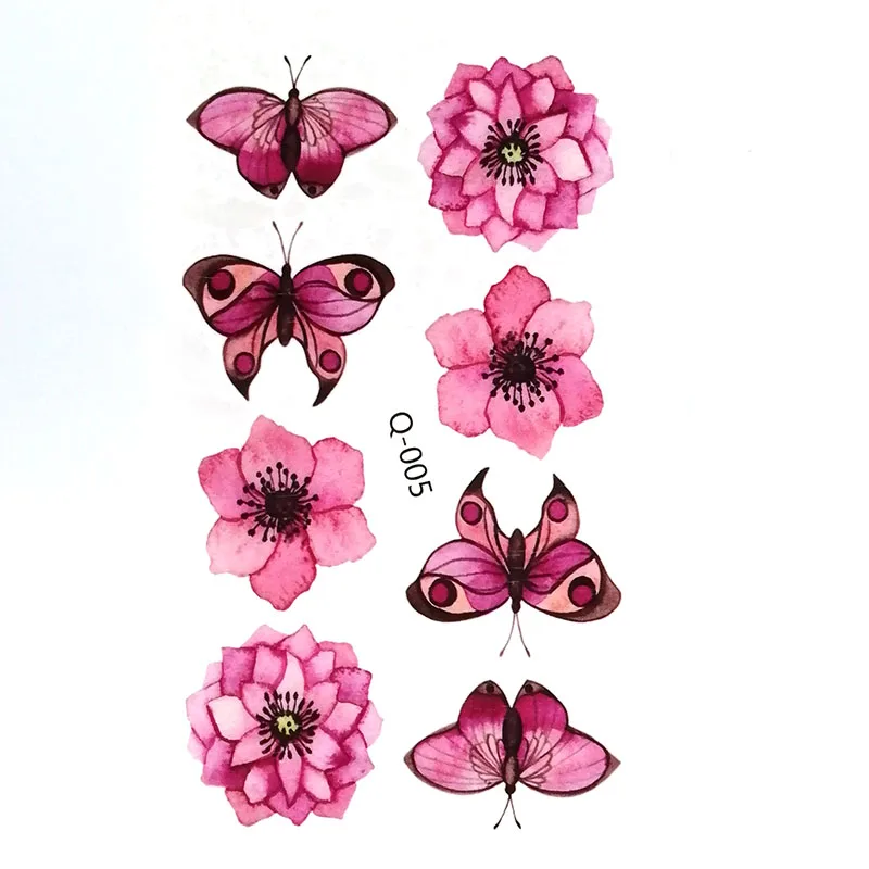 10pcs Q005 Временные тату-наклейки с цветами, поддельные татуировки для лица, косметическое боди арт-10 шт - Цвет: 10pcs Q005