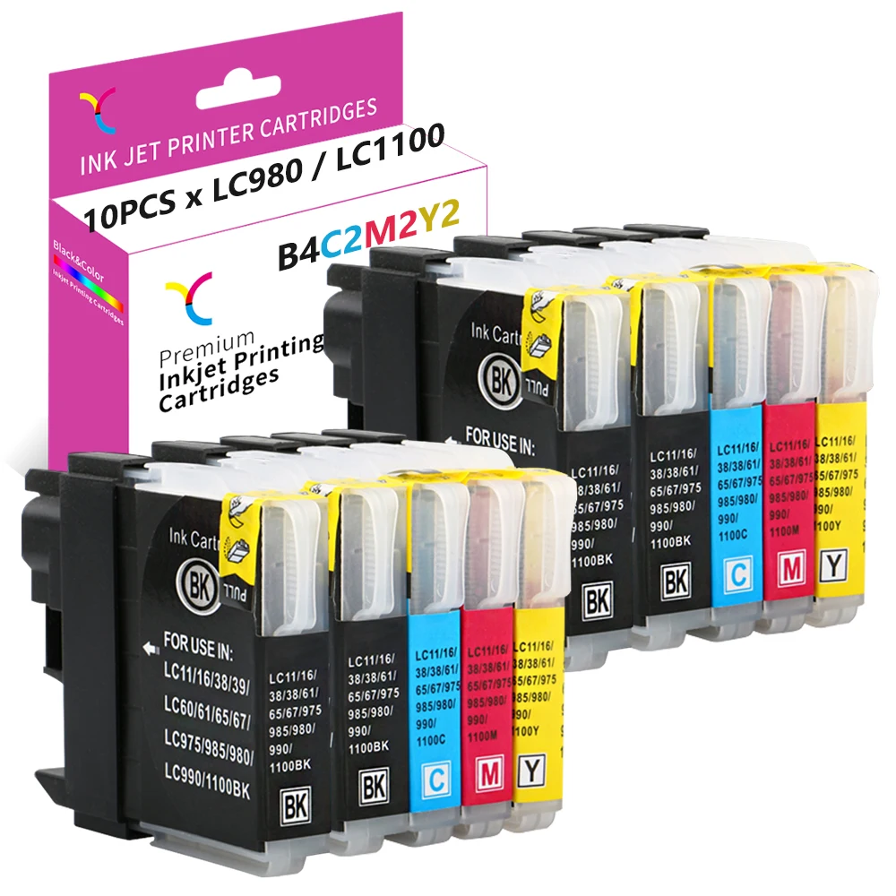

YC совместим с Brother LC-980 XL LC980 XL LC1100 XL DCP-6690CN J715W 163C J615W MFC-255CW 257CW 295CN 297C 5890CN 5895CW 295C