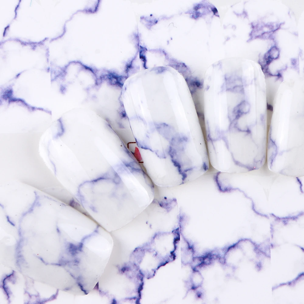 1pc Marble Series Nail Art Sticker Water Transfer Decal White Black Gradient Full Wraps Charm Nail Art Manicure Tips LABN613-624