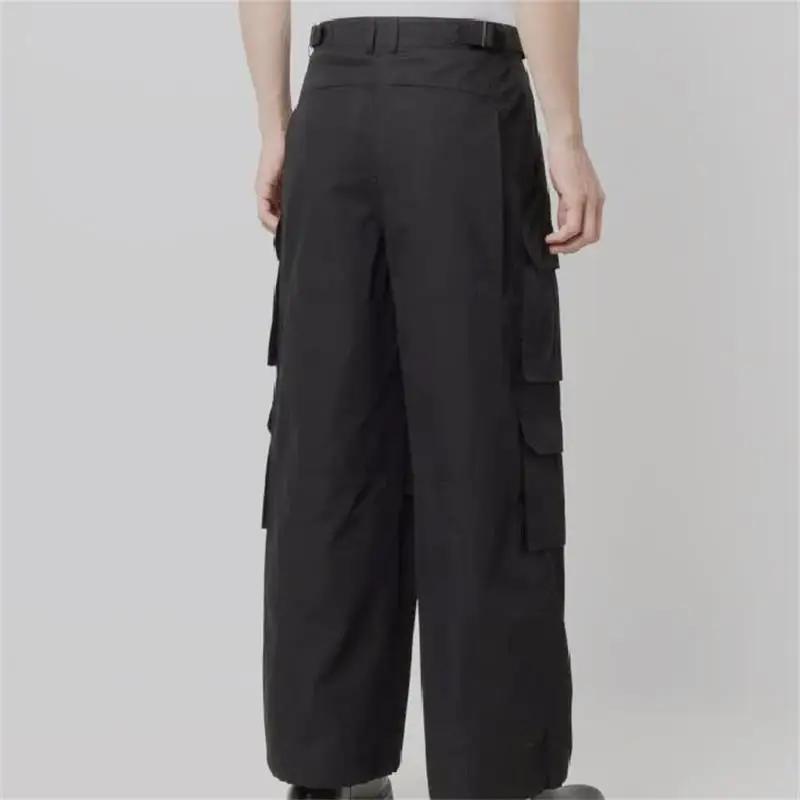 Men's Casual Pants Straight Pants Overalls Spring New Black Multi-Pocket Design Fashionable Urban Motorcycle Pants