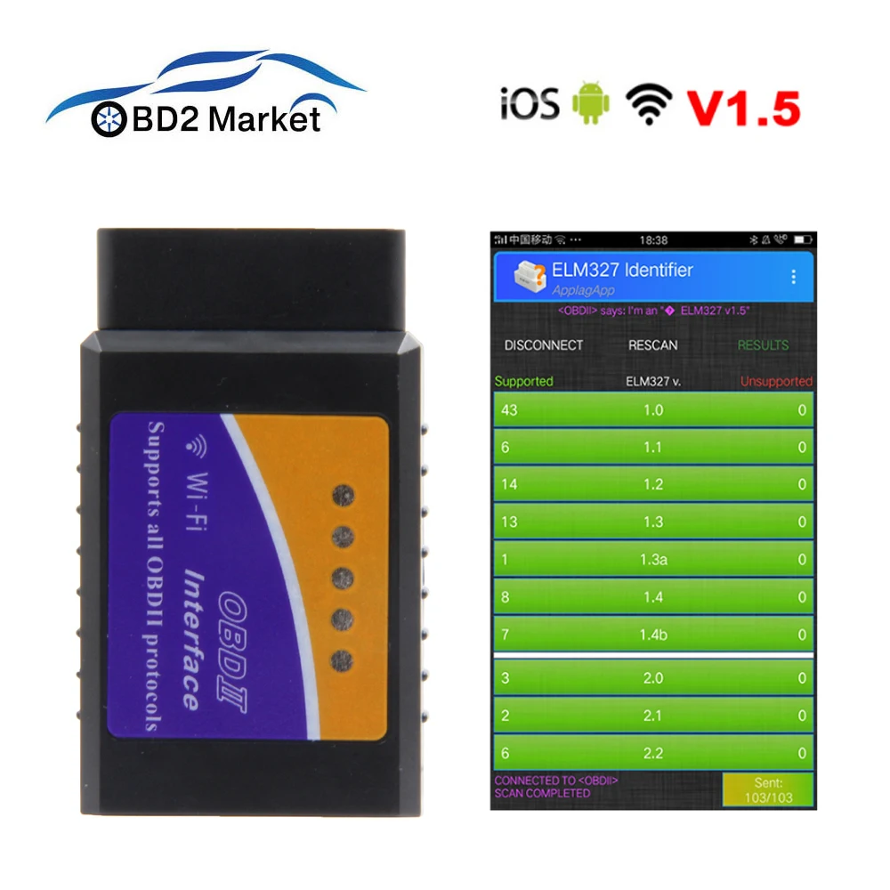 OBD2 ELM327 Диагностика WiFi сканер Авто диагностический инструмент сканер automotriz profesional ELM 327 V1.5 код сканеров штрих-кодов для IOS/Android