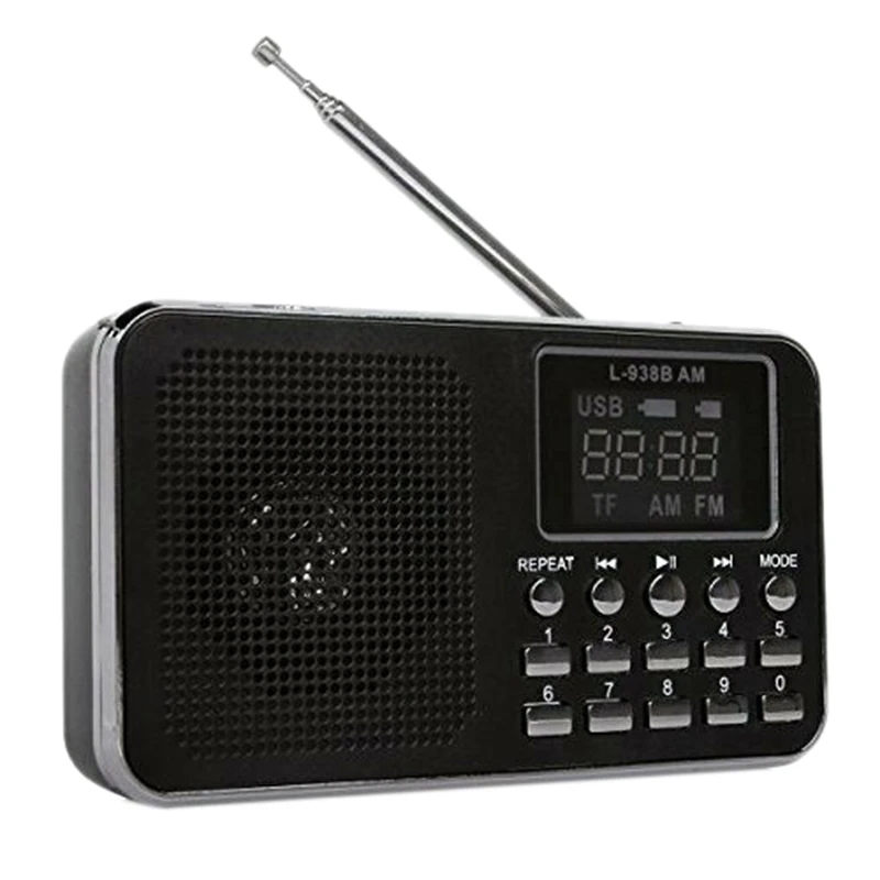 Portable FM/AM Pocket Radio Speaker Music Player Music Player Support Micro-SD/TF Card