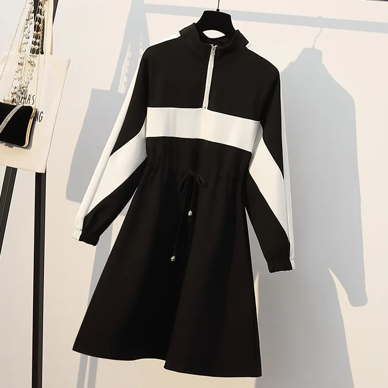

Photo Shoot 2020 Spring New Style Large Size Dress Korean-style Fat Mm Loose-Fit Waist Hugging Slimming Joint Western Style Dres