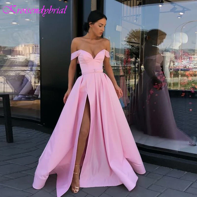 SQM243 Robe De Soiree Pink Satin Evening Dresses Sexy Simple Elegant Prom Formal 2019 Custom Made | Свадьбы и торжества