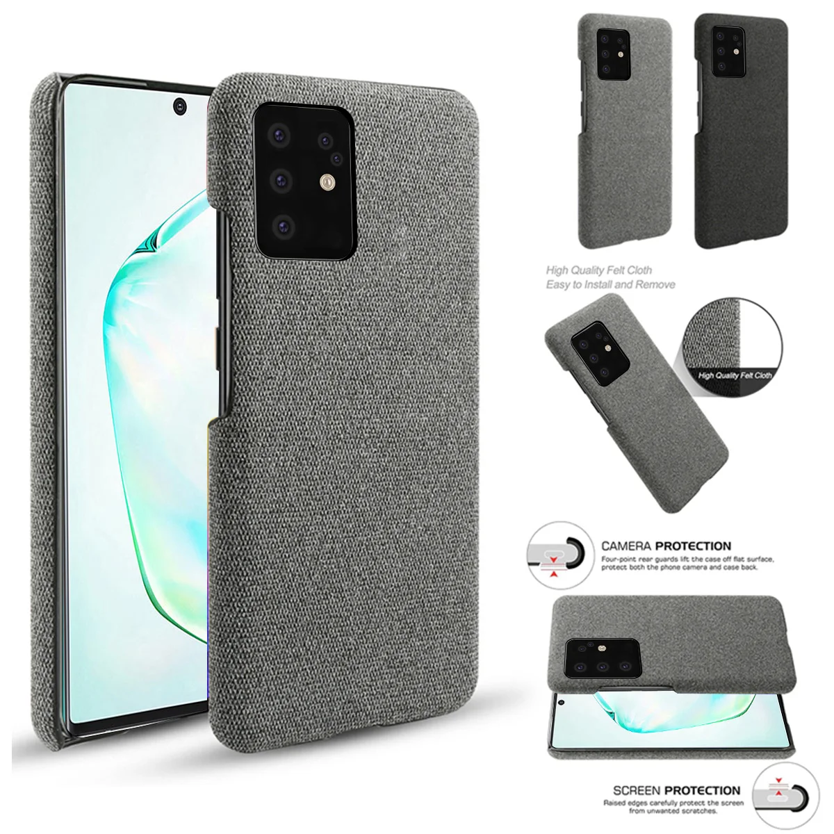 For Samsung Galaxy Note 10 Plus Case S20 Ultra S10 S10e A71 A51 A41 5G M31 Woven Fabric Cloth Hard PC Slim |