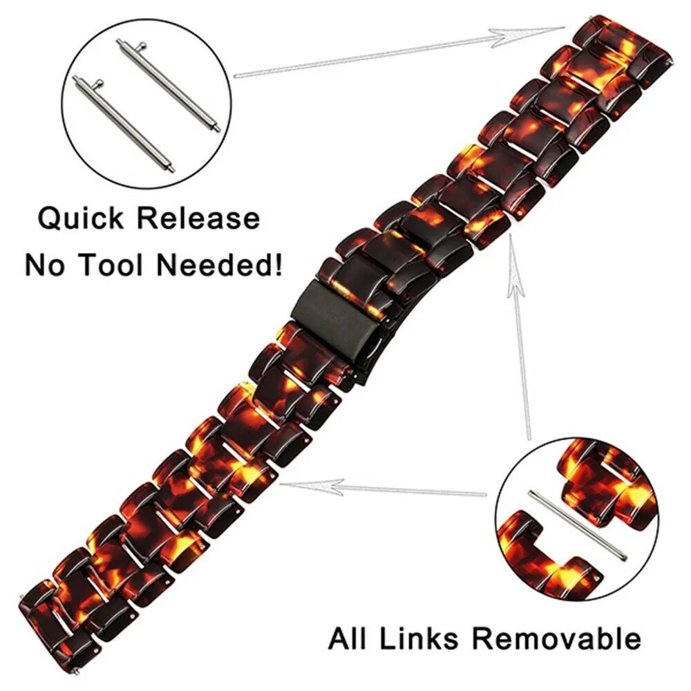 Resin metal strap Compatible with Samsung watch 3 46mm/Active 2 42mm/Huawei watch GT2/Amazfit 47mm Replacement bracelet strap