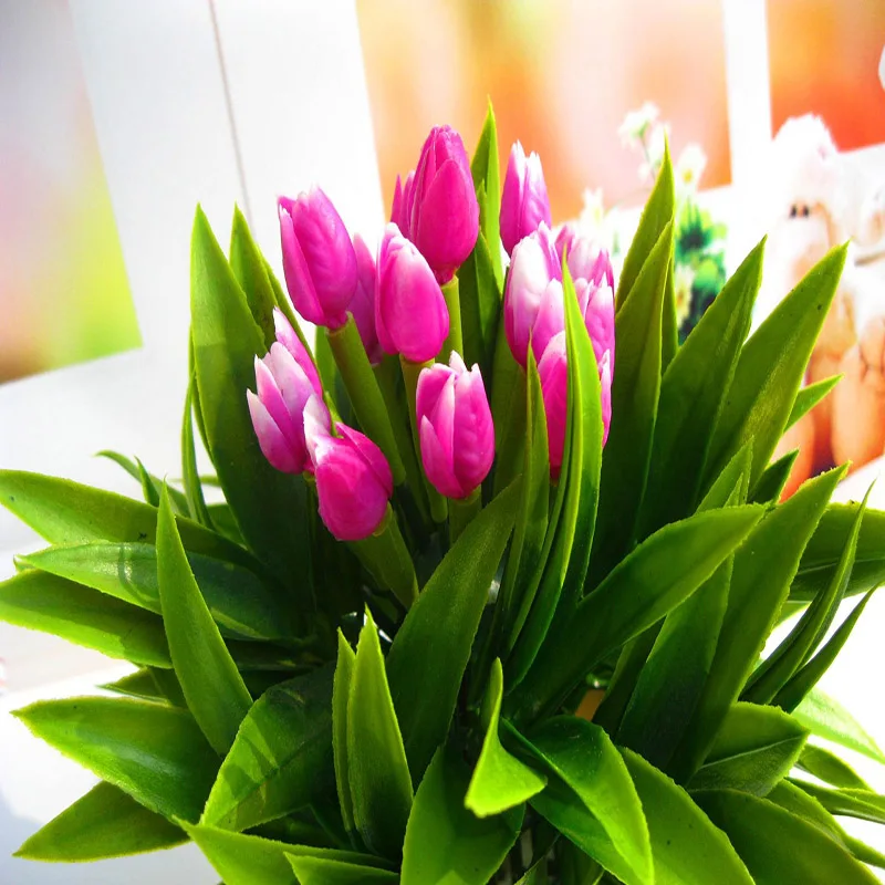 

Artificial Bouquet Simulation Flower Lily Fake Grassy Potted Plants Interior Flowers Plastic Potteds Real Touch Desk Decoration