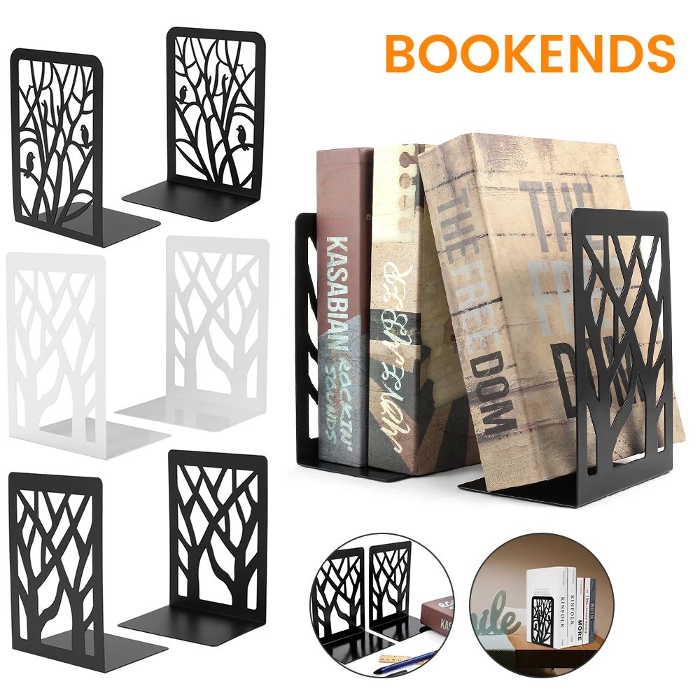 Book Ends Universal Metal Bookends for Shelves Heavy Duty Metal Non-Skid Bookend Supports Book Shelf Holder