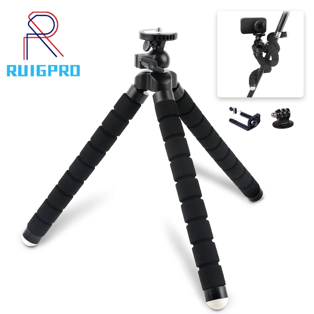 RP Mini Flexible Sponge Octopus Tripod For iPhone Xiaomi Huawei Smartphone for Gopro Camera Accessory With Phone Clip | Электроника